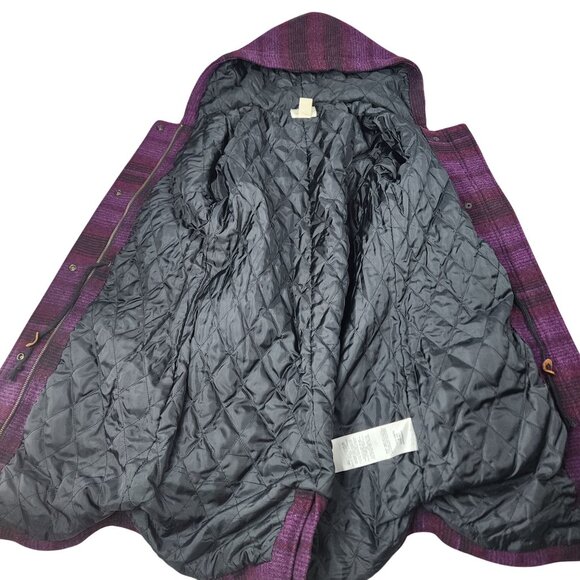 Levi's XS Women's Hooded Wool Blend Striped Coat Purple/Black - Picture 4 of 11